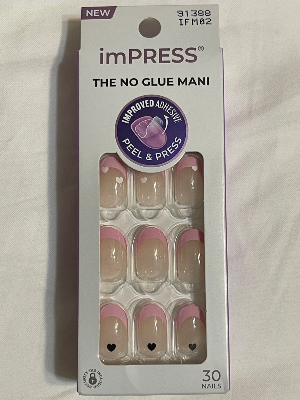 imPRESS Pink French Press-On Nails with Heart Accents